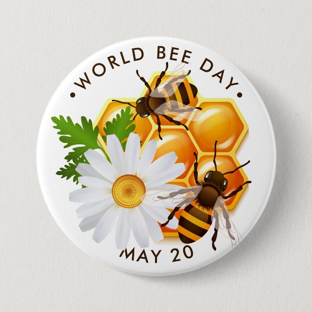 Weltbienentag, Honigbienen, Honigwaben Button (Vorderseite)