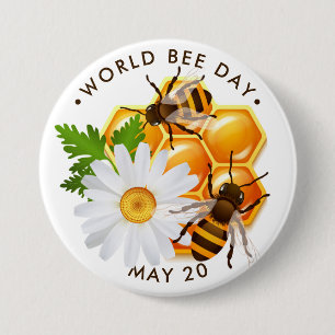 Weltbienentag, Honigbienen, Honigwaben Button