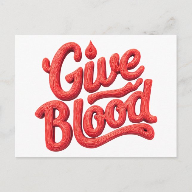 Weltblutspendertag - Glossy Blood Donation Text Postkarte (Vorderseite)