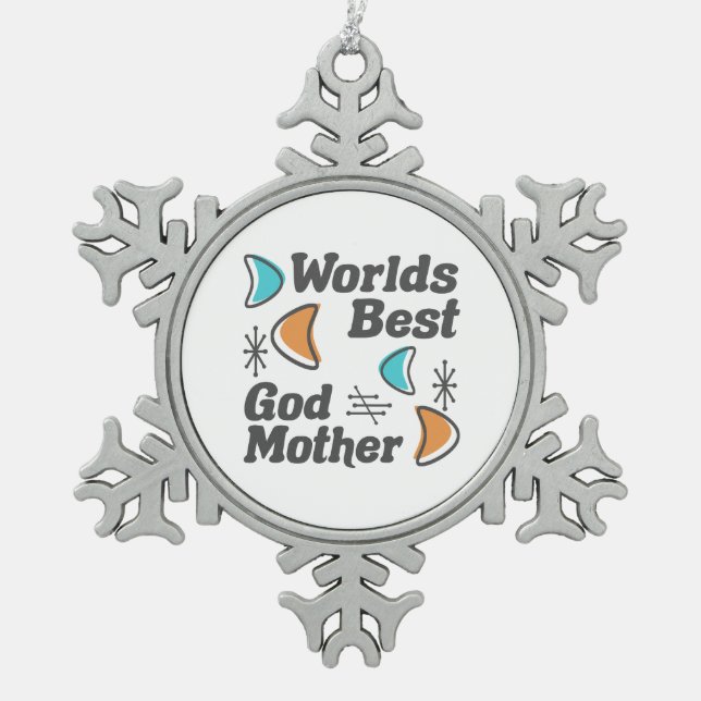 Welten Best Godmutter Retro Schneeflocken Zinn-Ornament (Vorderseite)