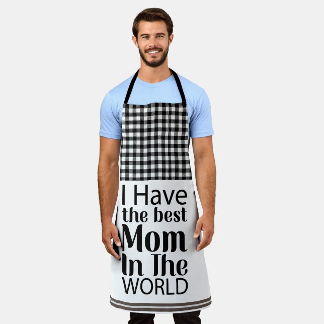 Welten Beste Mama Elegantes Schwarz-Weiß-Script Schürze (Getragen)