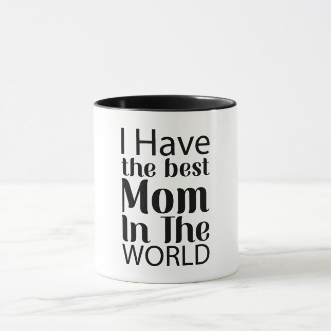 Welten Beste Mama Elegantes Schwarz-Weiß-Script Tasse (Zentrum)