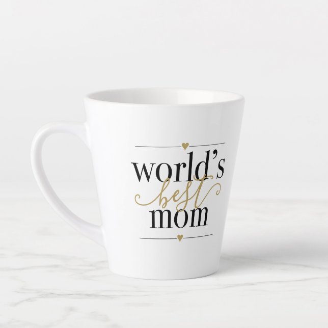 Welten Beste Mama Moderne Elegante Schwarz und Gol Milchtasse (Links)
