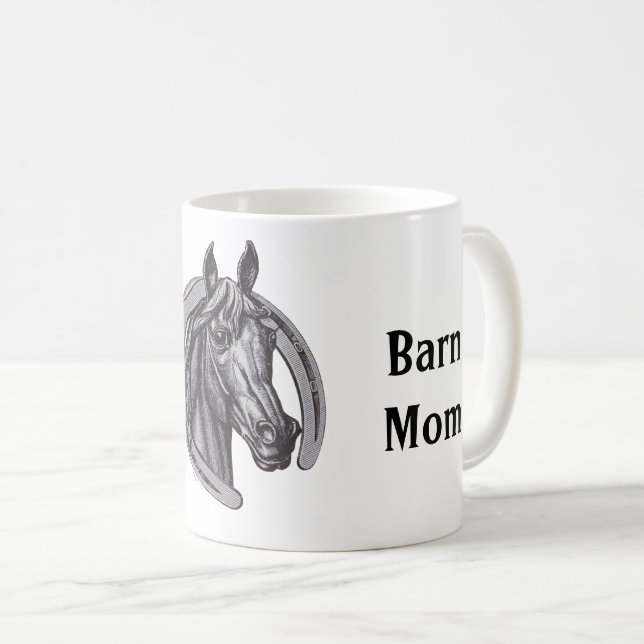 Welten Beste Mama Sketch Schwarz-weißes Pferd Kaffeetasse (VorderseiteRechts)