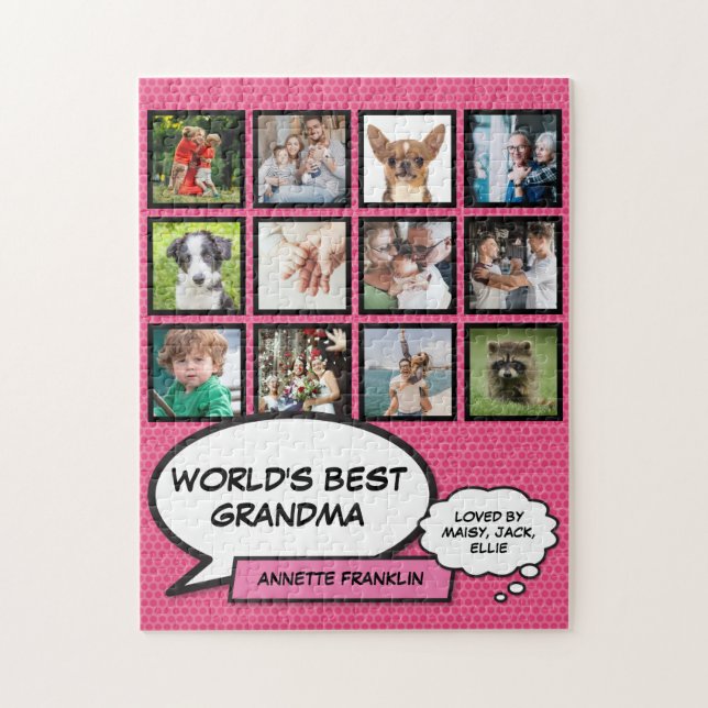 Welten Beste Oma 12 Foto Collage Pink Spaß (Vertikal)
