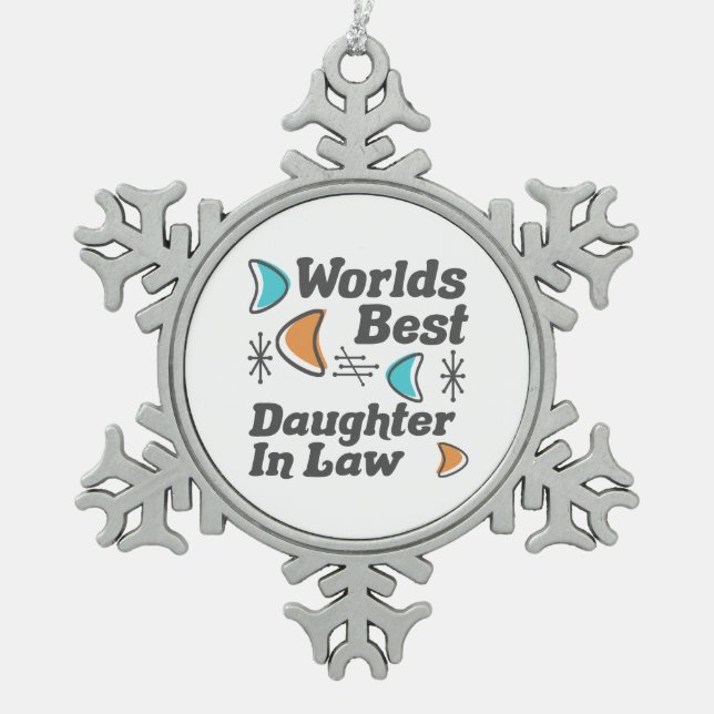 Welten Beste Schwiegertochter Schneeflocken Zinn-Ornament (Vorderseite)