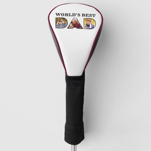Welten besten Vater Zitat Modernes 3-Foto Collage Golf Headcover (Vorderseite)