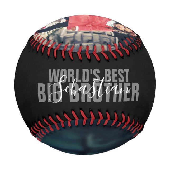 Welten Bester großer Bruder Personalisierter Foto  Baseball (Rückseite)