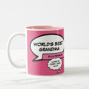 Welten Bestes Grandma Cool Spaß Comic Rosa Zweifarbige Tasse
