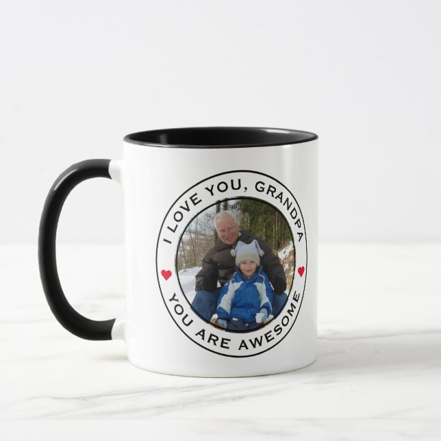Welten Bestes Großvater Foto Herz Rot Schwarz Tasse (Links)