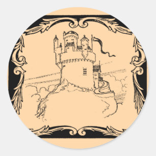 Welten der Fantasie: Mittelalterliches Schloss Runder Aufkleber