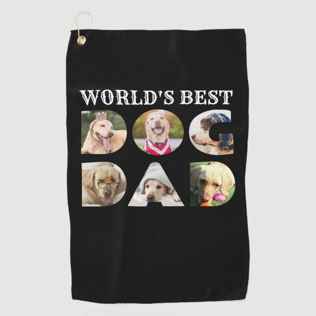 Welter Hund-Vater 6 Foto Collage Black Golfhandtuch (Vorderseite)