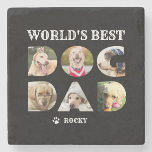Welter Hund-Vater 6 Foto Collage Black Steinuntersetzer