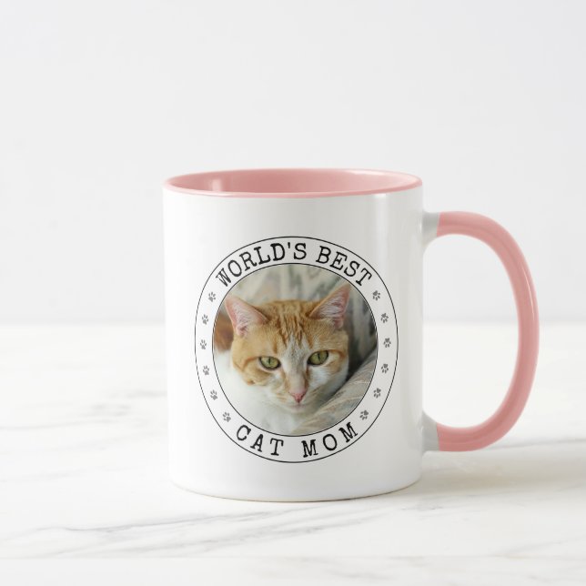 Weltet beste Cat Mama Foto Vorlage Pfosten Niedlic Tasse (Rechts)