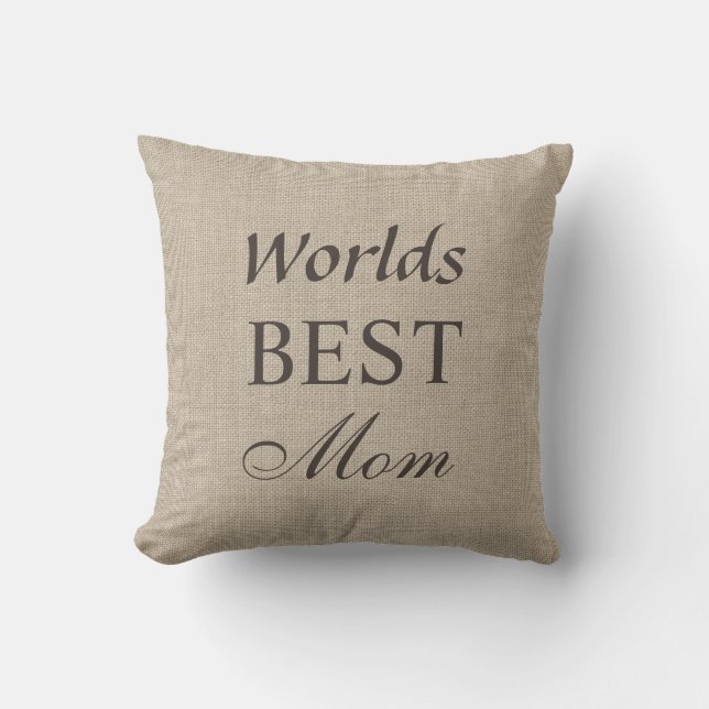 Weltet beste Mama Kissen auf Burlap (Vorderseite)