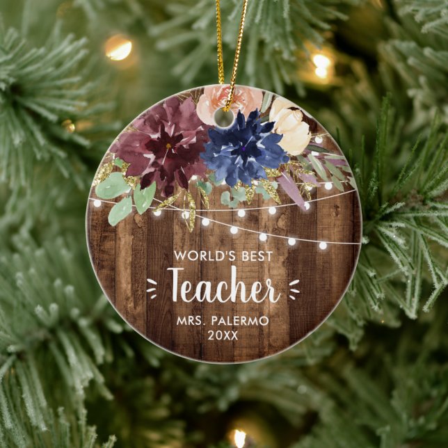 Weltet besten Lehrer Personalisiert Stall Fairy Li Keramik Ornament (Baum)