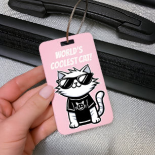 Weltet Coolste Katze mit Sonnenbrille Blue Gepäckanhänger