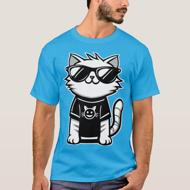 Weltet Coolste Katze mit Sonnenbrille Blue T-Shirt (Vorderseite)