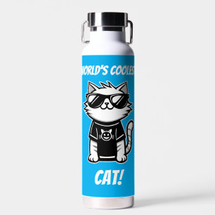 Weltet Coolste Katze mit Sonnenbrille Blue Trinkflasche