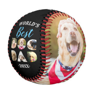 Weltet den besten Hund Vater Foto Collage Schwarz- Baseball