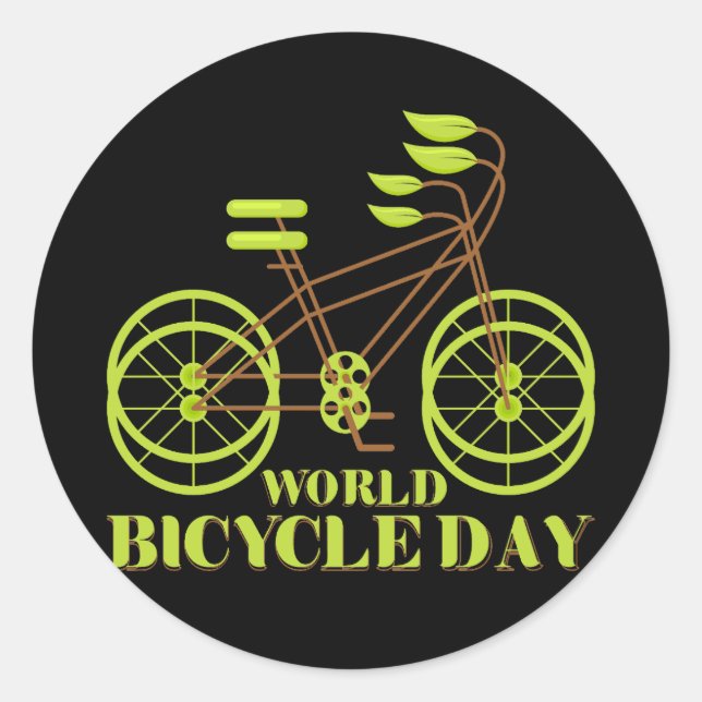 Weltfahrradtag Runder Aufkleber (Vorderseite)