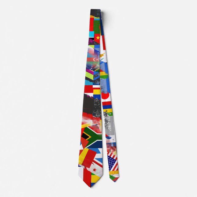Weltflagge Globale Glitch Abstracte Collage  Krawatte (Vorderseite)