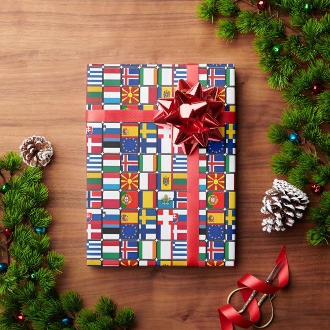 Weltflaggen Geschenkpapier (Feiertagsgeschenk)