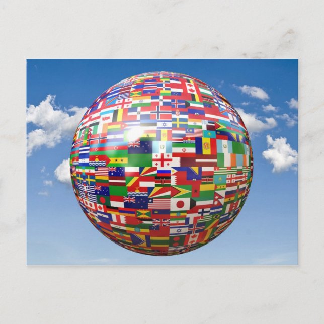 Weltflaggen in der Welt Postkarte (Vorderseite)