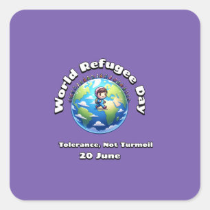 Weltflüchtlingstag. 20 Juni Quadratischer Aufkleber