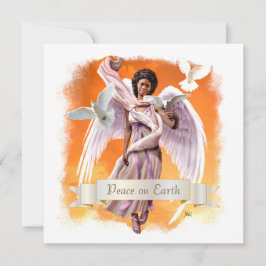 Weltfrieden. Afro Angel Flat Christmas Cards Feiertagskarte