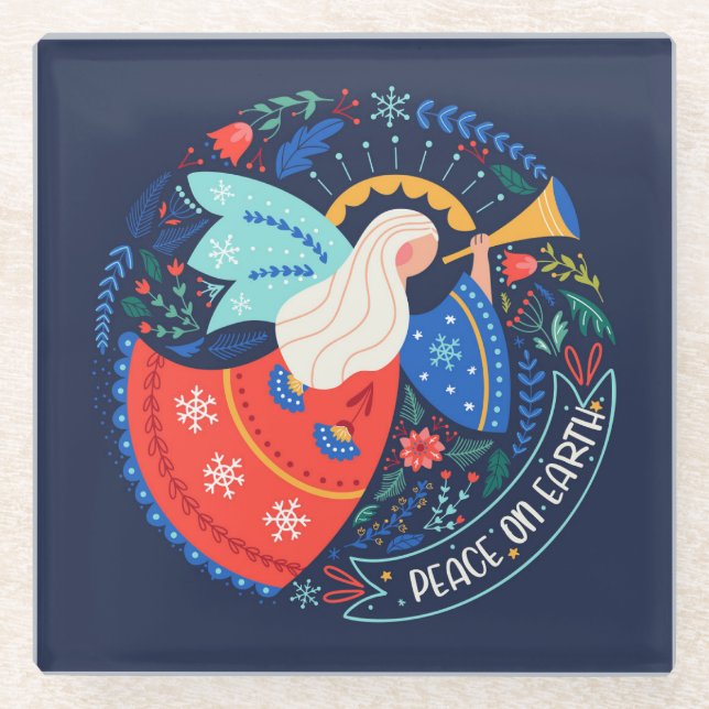Weltfrieden Angel Design Glasuntersetzer (Vorderseite)