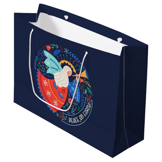 Weltfrieden Angel Design Große Geschenktüte (Vorderseite Schrägansicht)