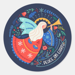 Weltfrieden Angel Design Runder Aufkleber