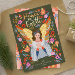 Weltfrieden Angel Floral Folk Art Earthy Green Feiertagskarte<br><div class="desc">Unsere Weihnachts-Weihnachtskarte wird durch die Schönheit und den Stil der skandinavischen Volkskunst inspiriert, aber mit einem modernen und Vintagen Flair. Unser Design vermittelt eine Welt aus Hoffnung, Liebe und Frieden, die durch Kunst, Bilder und Farbe dargestellt wird. Tiefe Kontraste werden mit fröhlichen, leuchtenden Farben wie Rot, Gelb, Rosa, Blau, Gold...</div>