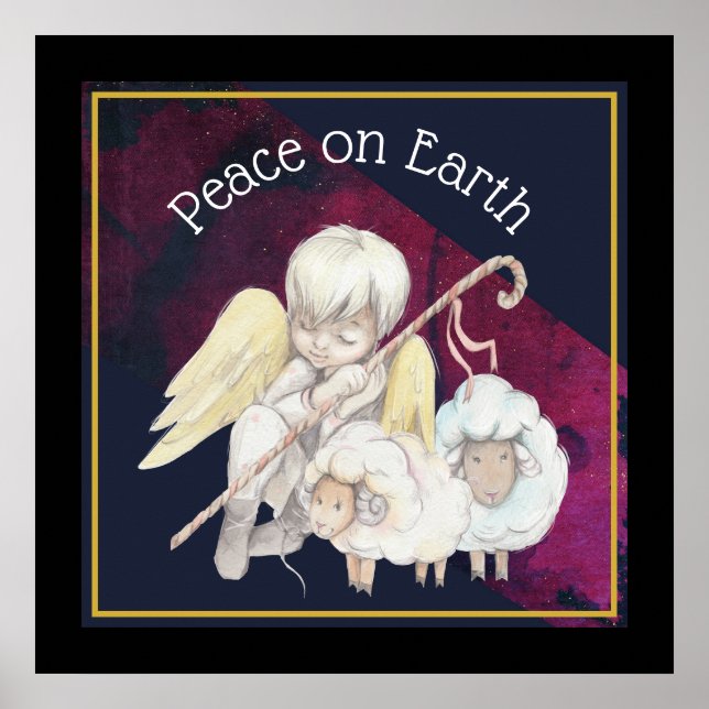 Weltfrieden Angel Shepherd & Lambs Poster (Vorne)