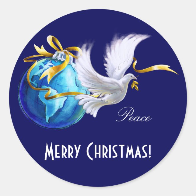 Weltfrieden.Anpassbare Weihnachtskleber Runder Aufkleber (Vorderseite)