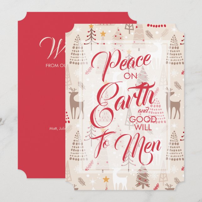 Weltfrieden auf Weihnachtsbaumkarten Feiertagskarte (Vorne/Hinten)