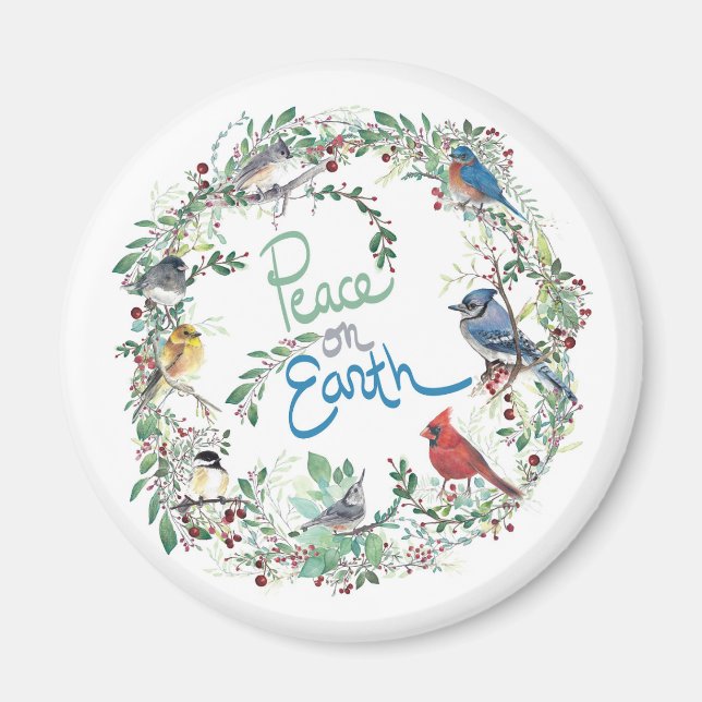 Weltfrieden Bird and Wreath Holiday Magnet (Vorne)