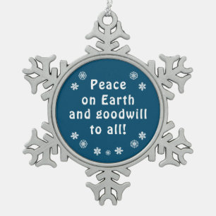 Weltfrieden Blue Snowflake Schneeflocken Zinn-Ornament