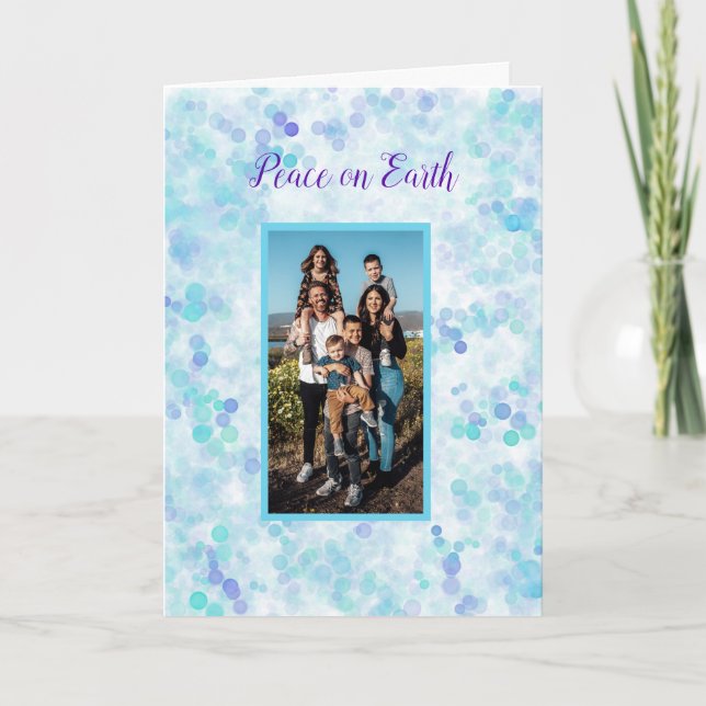 Weltfrieden Blue Violet Personalisiert Holiday Karte (Vorderseite)