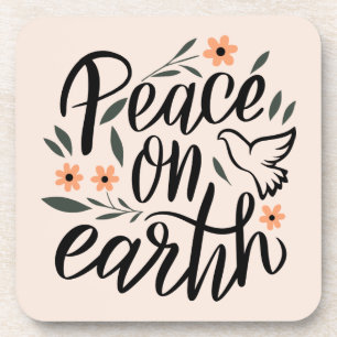 Weltfrieden Blumendesign Getränkeuntersetzer