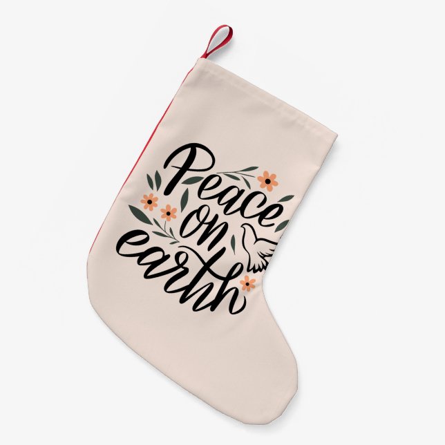 Weltfrieden Blumendesign Kleiner Weihnachtsstrumpf (Vorderansicht (hängend))