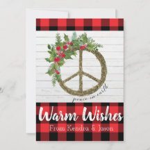 Weltfrieden Buffalo Karierte Weihnachtskarte