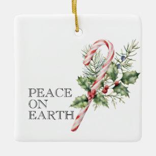 WELTFRIEDEN, Candy Cane, Name und Datum der Bearbe Keramikornament