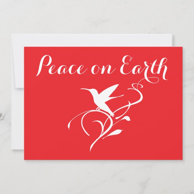 Weltfrieden Christmas Hummingbird Modern Red Feiertagskarte (Vorderseite)