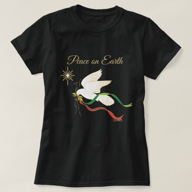 Weltfrieden der weißen Taube T-Shirt (Design vorne)