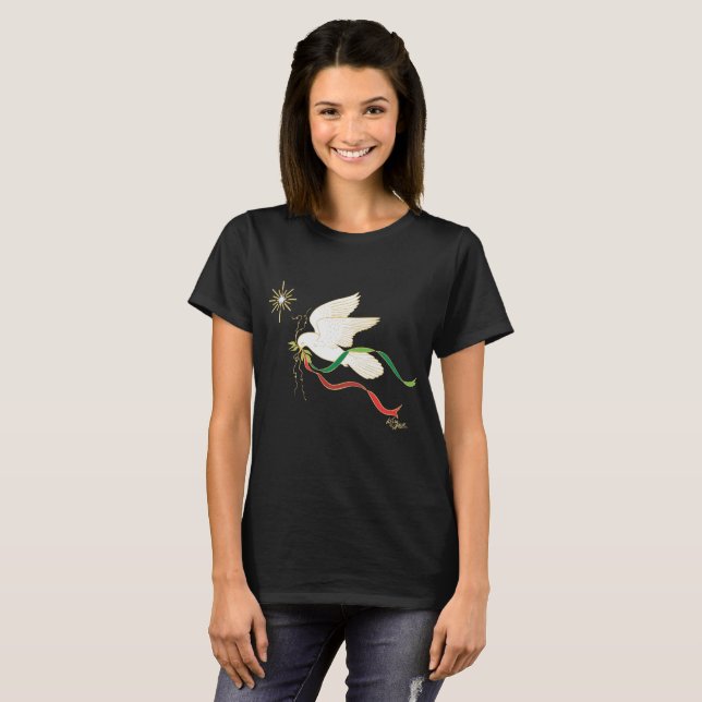 Weltfrieden der weißen Taube T-Shirt (Vorne ganz)