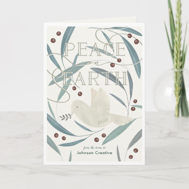 Weltfrieden Dove Cream Corporate Holiday Karte (Vorderseite)