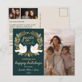 Weltfrieden Doves Christmas CUSTOM 3 FOTO Feiertagspostkarte