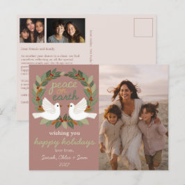 Weltfrieden Doves Christmas CUSTOM 3 FOTO Feiertagspostkarte